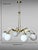 Mid 20th Century Stilnovo Style Italian Brass Six-Light Chandelier With Opaline Glass Globes For Sale - Image 18 of 18