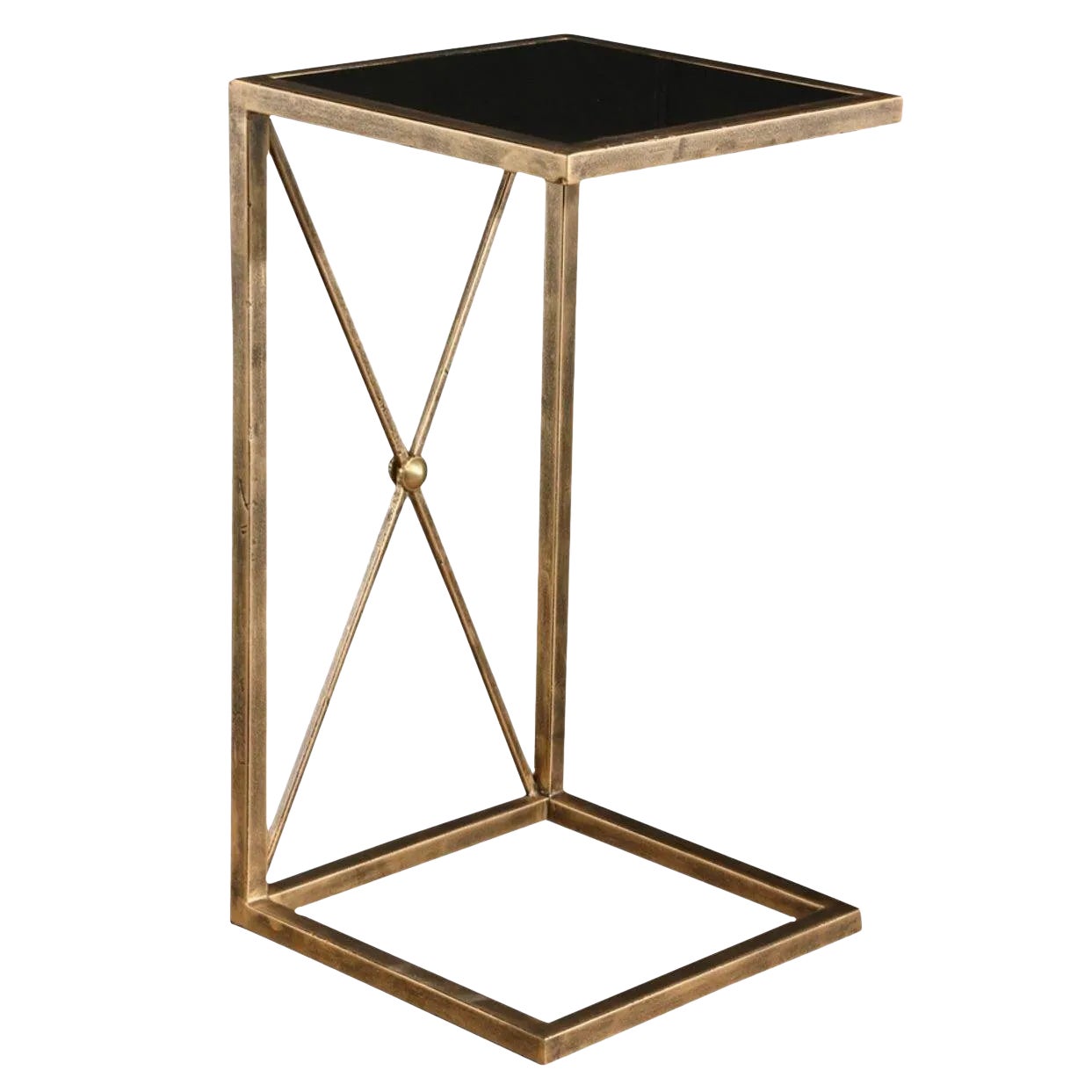 Gold Metal With Black Glass Side Table Chairish
