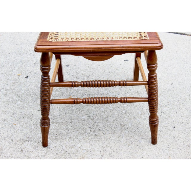 Antique 19th C. Bobbin Turned Leg Spindle Hand Cane Carved Chair For Sale In Columbus - Image 6 of 9