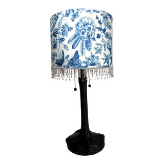 Vintage Tiffany Style Iron Bronze Lamp With Shade For Sale