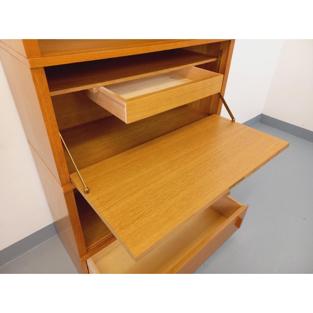 Vintage Oak Bookshelf with Secretary, 1960s For Sale - Image 9 of 17