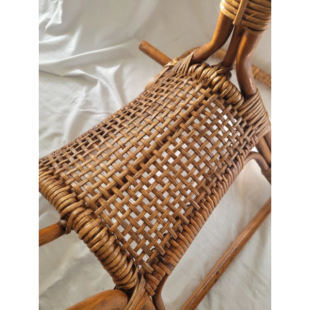 Brown 1970s Boho Chic Wicker Rocking Horse Attributed to Franco Albini For Sale - Image 8 of 10