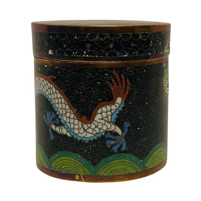 Antique 19th Century Chinese Cloisonne Dragon Lidded Box For Sale - Image 4 of 8