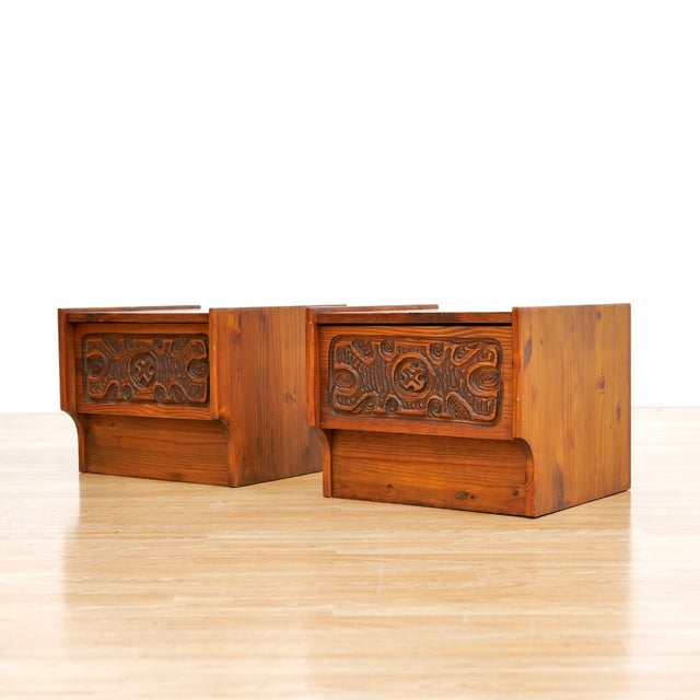 Wood 1970s Hand Carved Brutalist Nightstands by Aquarius Enterprises Africa, A Pair For Sale - Image 7 of 10