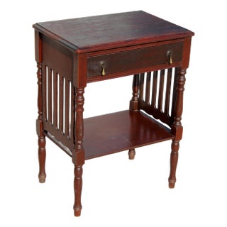 Early 20th Century Arts & Crafts Victorian Revival Slatted Side Table With Turned Legs For Sale