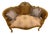 French Louis XV Gold Leaf Bench – Light Blue Damask Upholstery With Two Accent Cushions For Sale