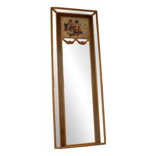 Tall Antique Decorative Gilt Wood Mirror, 1860 For Sale