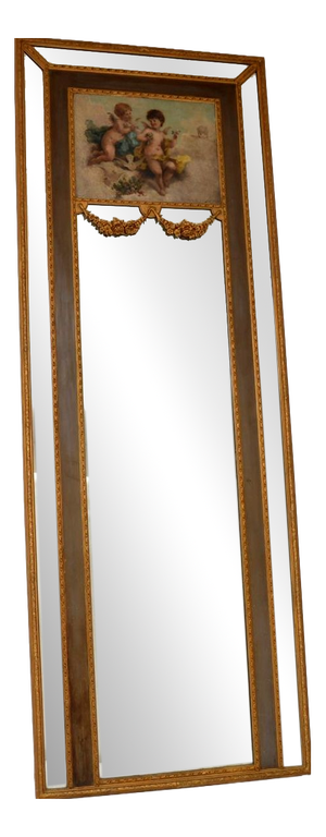 Tall Antique Decorative Gilt Wood Mirror, 1860