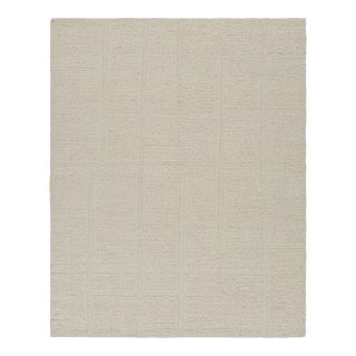 Rug & Kilim’s Contemporary Rug in Cream White with High-Low Geometric Patterns - 6x9 For Sale