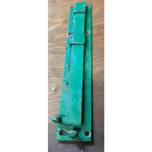 Antique European Arched Wood Shutters in Aged Green Paint – Pair For Sale - Image 9 of 9