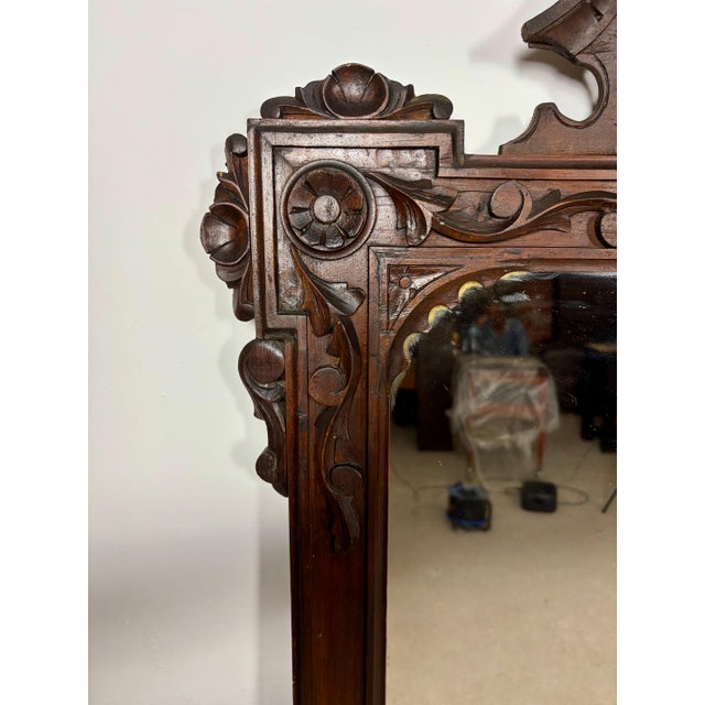 Large Renaissance Revival Hardwood Mirror, Early 20th-Century For Sale - Image 4 of 16