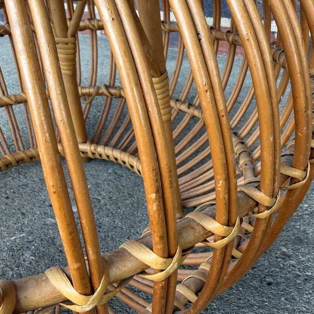 Franco Albini Style Rattan Ottoman in Lobster Pot Design For Sale - Image 9 of 12