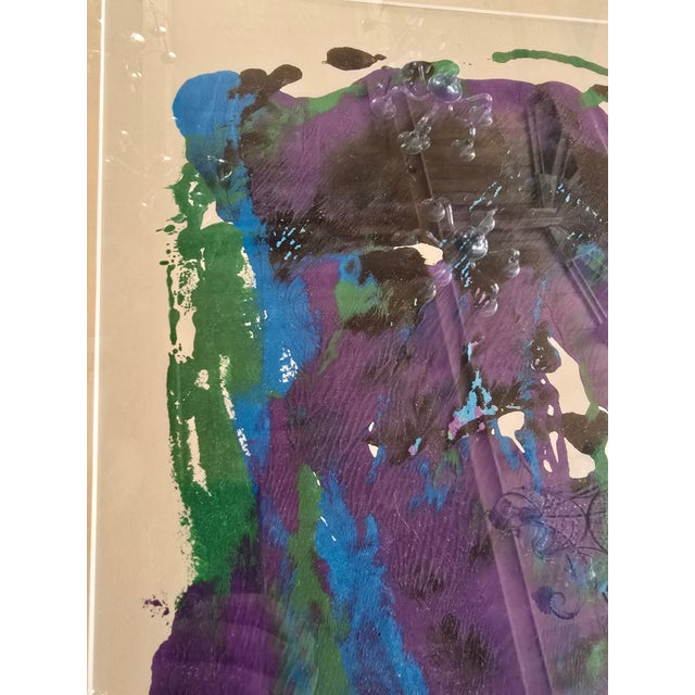 Vintage Mid Century Modern Abstract Painting Magenta For Sale In New York - Image 6 of 7