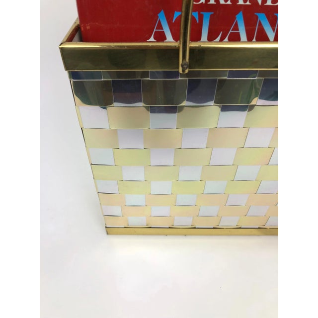 Hollywood Regency Hollywood Regency Magazine Racket Holder in Brass and Chrome, Italy, 1970s For Sale - Image 3 of 13