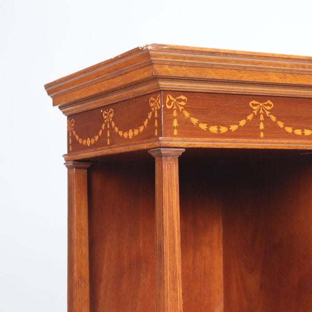 Brown Mahogany Display Cabinet with Maple Inlays For Sale - Image 8 of 13