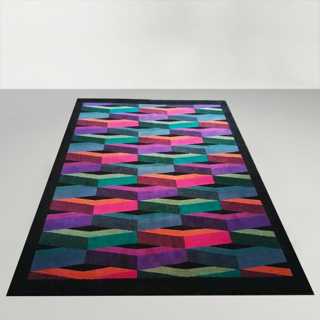 An exceptional and vibrant wool rug designed by the legendary Italian fashion and textile designer Ottavio Missoni, dating...