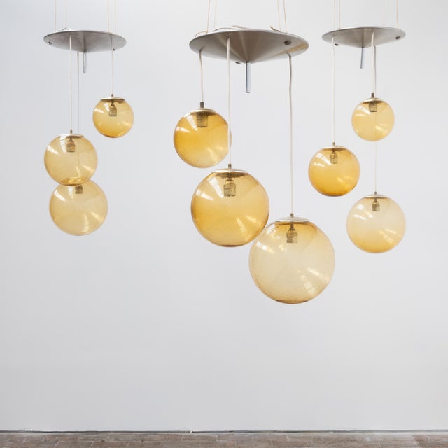 Vintage Parscot Pendant Light in Bubbled Glass, 1970 For Sale - Image 12 of 12