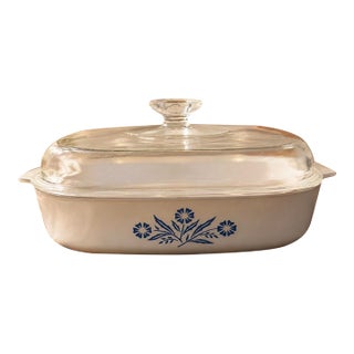 Vintage 1972-79 Blue Cornflower a-10-B Corning Ware Dish W/ Pyrex a-12-C Lid For Sale