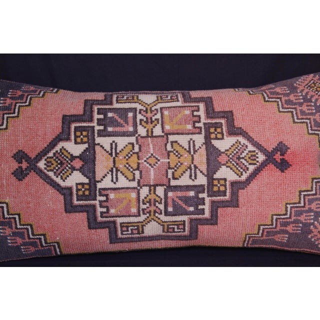 Textile Rustic Turkish Oushak Pillow – Vintage Tribal Rug Textile Rug Cushion Cover -17'' X 34'' For Sale - Image 7 of 10