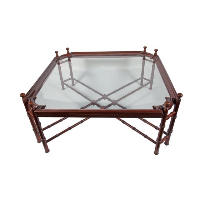 Antique Hollywood Regency Wood and Glass Coffee Table, 1900 For Sale - Image 6 of 6