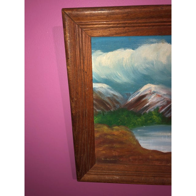 Rustic Mid 20th Century Landscape Oil on Canvas Board Painting For Sale - Image 3 of 9