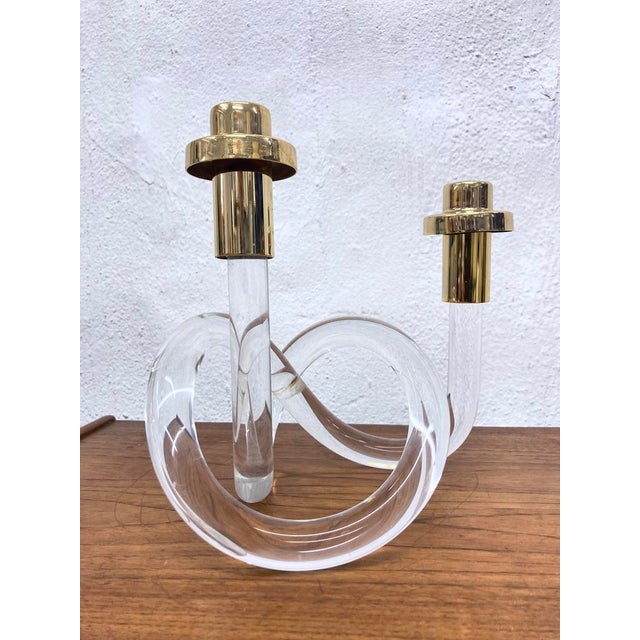 Mid-Century Modern Acrylic Glass Double Candleholder by Elaine Bscheider for Dorothy Thorpe, 1960s For Sale - Image 3 of 9