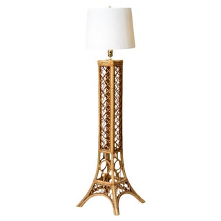 Mid Century Modern Eiffel Tower Bamboo/Rattan Floor Lamp For Sale