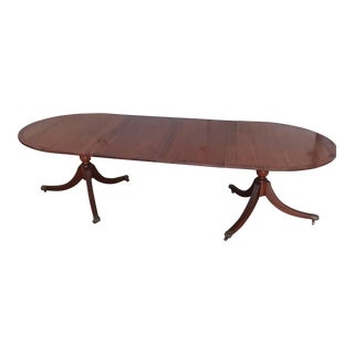 Early 18th Century Antique George IV Regency Inlaid Mahogany Double Pedestal Dining Table For Sale