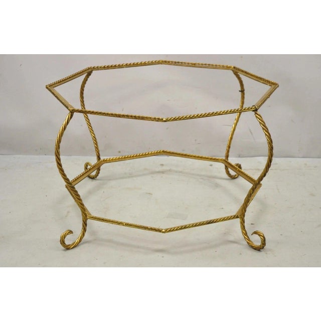 Vintage Italian Hollywood Regency Gold Gilt Iron Rope Metal Coffee Table Base For Sale - Image 9 of 9