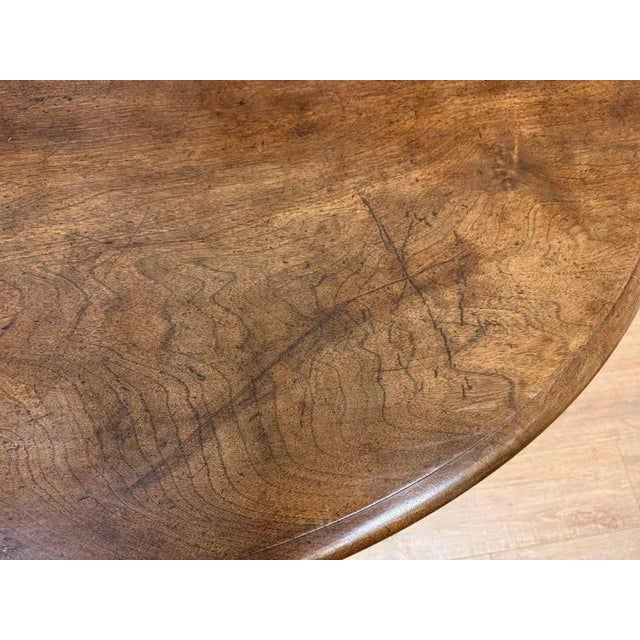 Wood Circular Walnut Dining Room Table For Sale - Image 7 of 9