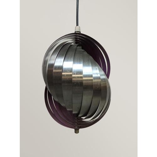 Lyfa Vintage Twirling Pendant Lamp from Henri Mathieu Lyfa, 1970s For Sale - Image 4 of 4