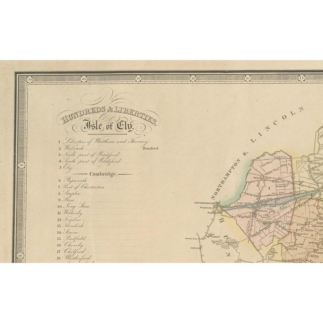 Antique Map of Cambridgeshire with Ely Cathedral by Greenwood, 1834 For Sale - Image 4 of 12