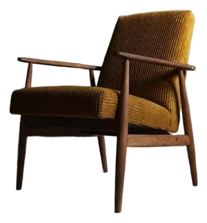 Vintage Armchair From Mid Century, Dark Mustard, Restored