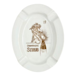 Vintage Champagne Strub Epernay France Tiger Ceramic Ashtray Dish For Sale