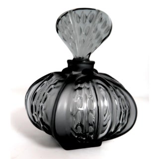 Lalique (France) - Exquisite Smoke Gray (Rarest Color!) Clear and Frosted "Mirabel" Perfume Bottle, Retired. For Sale