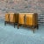Mid century brutalist night stands by Helen Hobey for Baker Furniture. These walnut pieces features burlwood and metal...