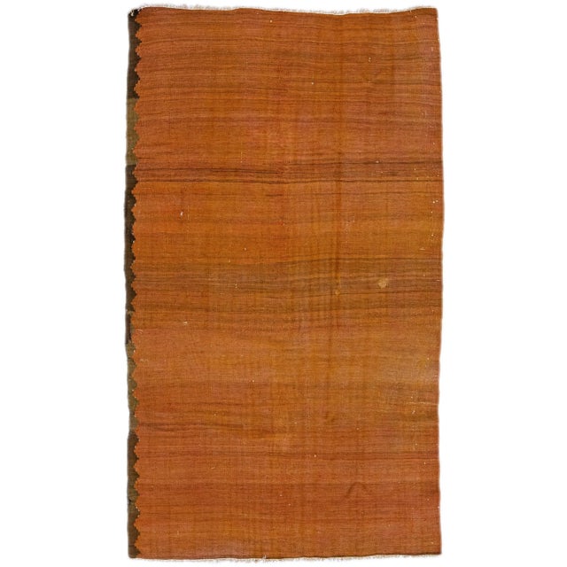 Orange 1960s Vintage Turkish Kilim Orange Handmade Solid Wool Rug For Sale - Image 8 of 8