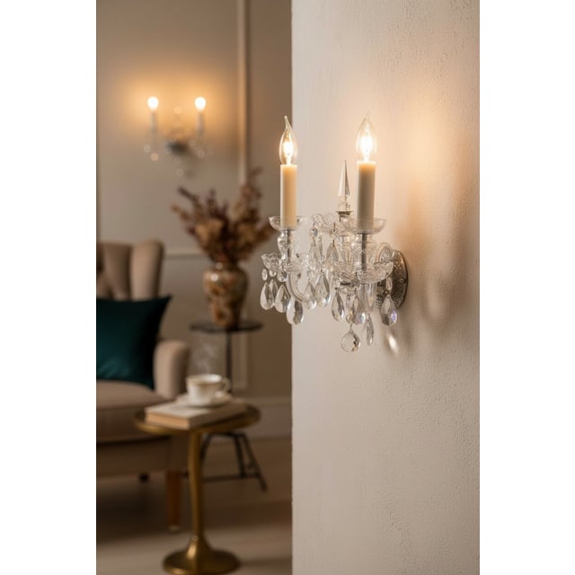 Crystal Bohemian Sconces, 1970s, Set of 2 For Sale - Image 13 of 15