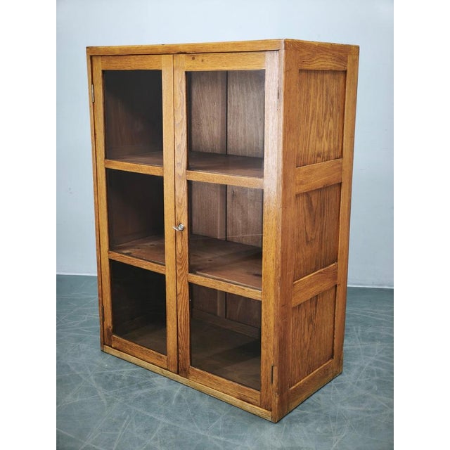 Czech Oak Glass Bookcase from a Baťa Factory, 1930s For Sale - Image 15 of 18