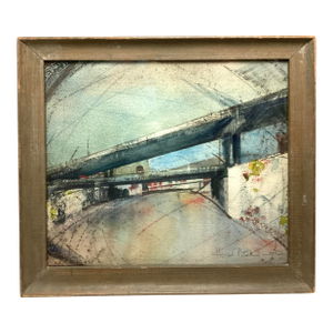 Mid 20th Century Abstract CityLandscape Signed Harriet Peterkin