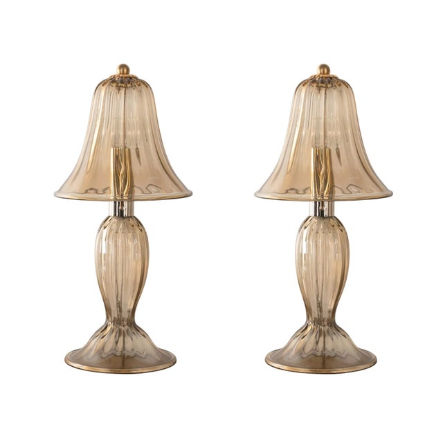 Smoky Murano Glass Table Lamps, Italy, 1990s, Set of 2 For Sale - Image 12 of 12