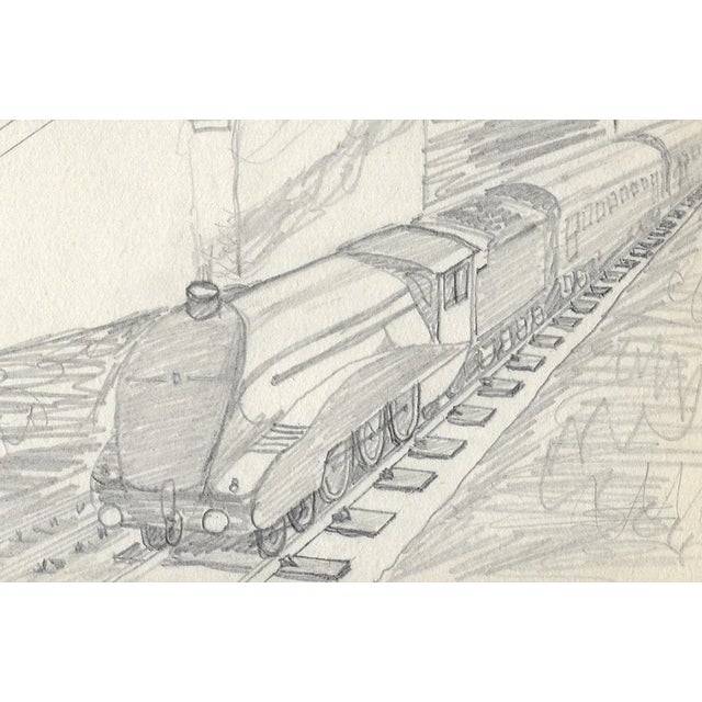 1943 drawing of a railroad by William E. Wood, a Devon artist in England. Signed lower left. Combined shipping available,...