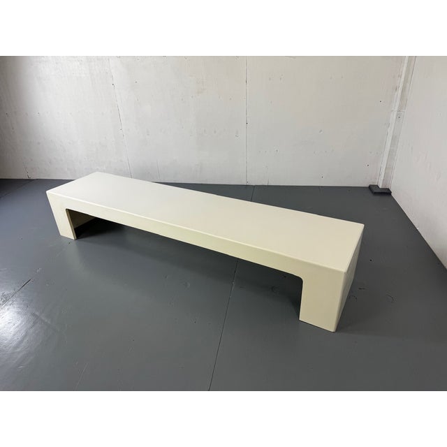 White Space Age Modernist Bench or Coffee Side table, 1970s Very nice curves made off polyurethane and wood. This piece is...