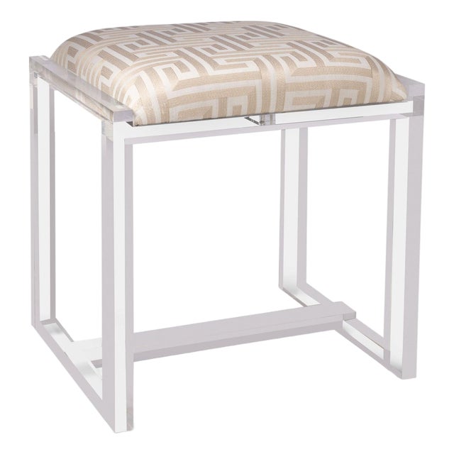 Glencoe Paros Greek Key Lucite Bench For Sale
