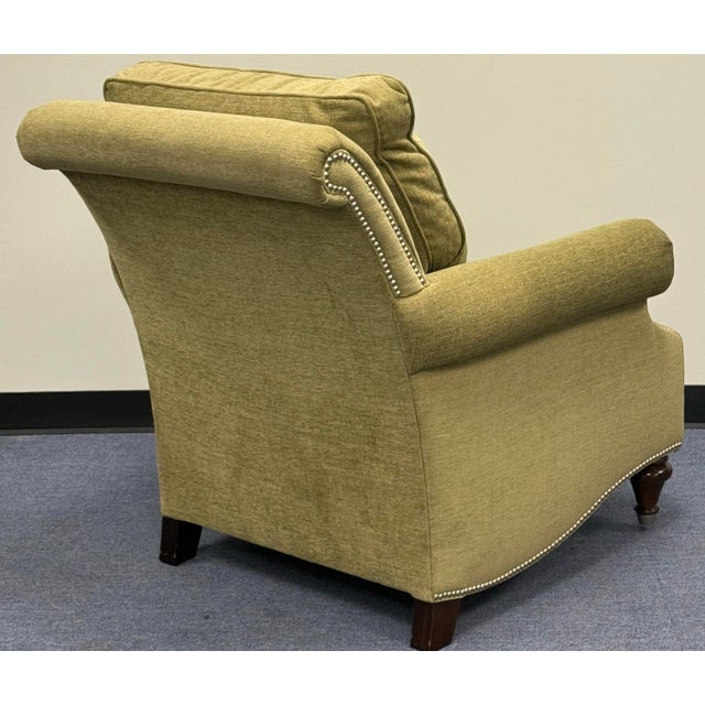 Traditional Bassett Upholstered Rolled Arm Upholstered Chair For Sale - Image 3 of 11