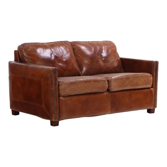 A French Leather Sofa, C. 1980. For Sale