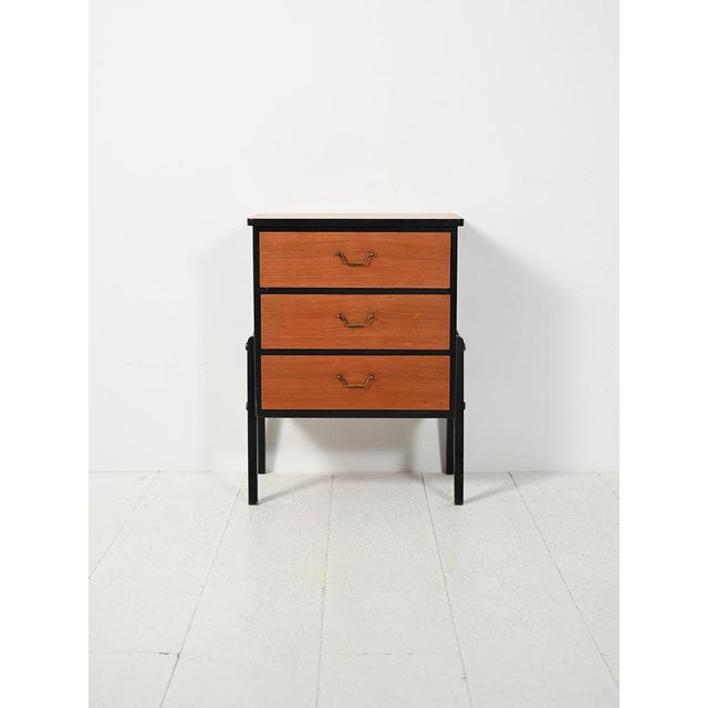 Small Scandinavian Black Lacquered Chest of Drawers, 1950s For Sale - Image 10 of 10