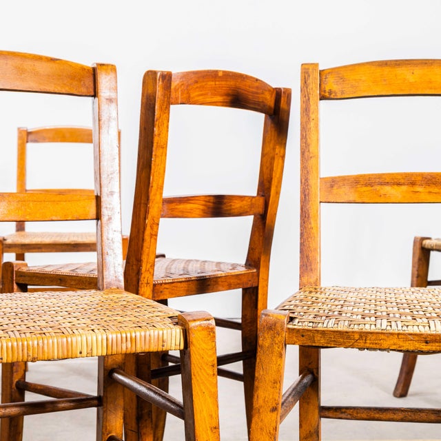 Wood French Farmhouse Dining Chairs with Woven Seats, 1950s, Set of 4 For Sale - Image 7 of 11