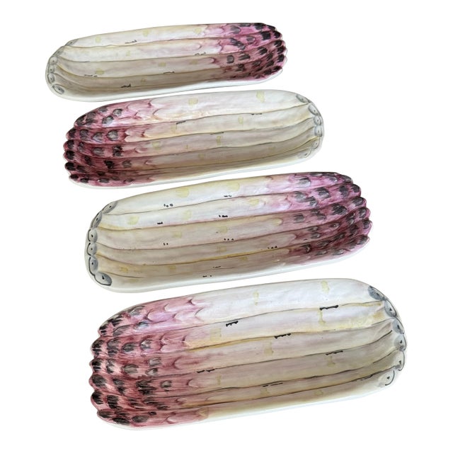Made in Italy Asparagus Plates - Set of 4 For Sale