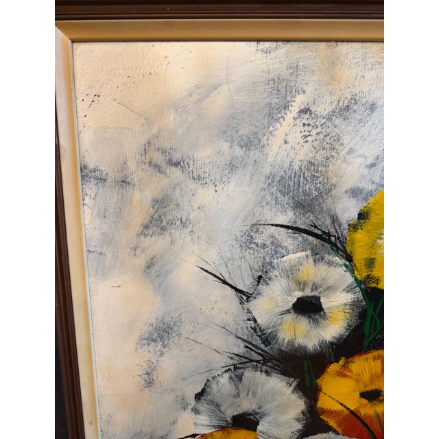Mid-Century Modern Large Mid-Century Modern Floral Still Life Painting For Sale - Image 3 of 10